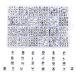 Letter A~Z Perles acryliques opaques, trou horizontal, style alphabet, cube, lettre a ~ z, 7x7x7mm, Trou: 3.5mm, environ 768 pcs / boîte