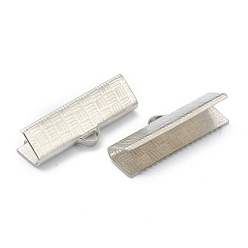 Stainless Steel Color 304 Stainless Steel Ribbon Crimp Ends, Stainless Steel Color, 7x20x5mm, Hole: 1mm
