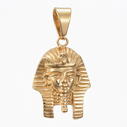 Золотой 304 подвески из нержавеющей стали, фараон, золотые, 34x24x9 мм, отверстие : 12x6.5 мм