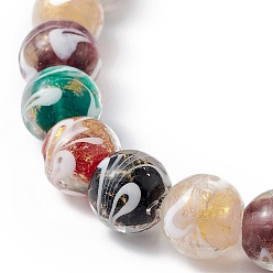 Mixed Color Handmade Gold Sand Lampwork Beads Strands, Round, Mixed Color, 11.5~12mm, Hole: 1.2~2mm, about 30pcs/strand, 33~34cm