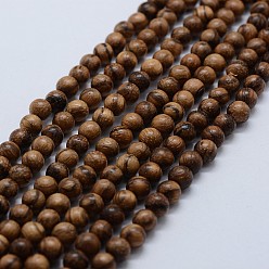 Bois Bois brins de perles naturelles, ronde, 6~6.5mm, Trou: 1.5mm, Environ 67 pcs/chapelet, 14.4 pouce (36.7 cm)