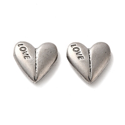 Stainless Steel Color Valentine's Day 304 Stainless Steel Pendants, Heart with Word Love, Stainless Steel Color, 12.5x12.5x3.4mm