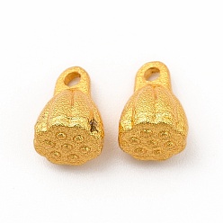 Matte Gold Color Rack Plating Alloy Pendants, Seedpod of the Lotus Charm, Matte Gold Color, 10x6.5mm, Hole: 1.6mm