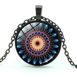 Colorido Collar con colgante de cúpula de flor de cristal, joyas de aleación para mujer, colorido, 17.72~20.87 pulgada (45~53 cm)