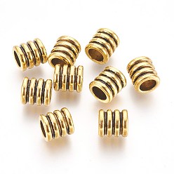 Antique Golden Tibetan Style Alloy Beads, Grooved Beads, Column, Antique Golden,  Lead Free & Cadmium Free, 9.5x9mm, Hole: 6mm
