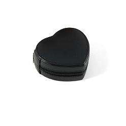 Black PU Leather Jewelry Set Zipper Boxes, Velvet Inside, for Wedding, Jewelry Storage Case, Black, 10x9x5cm