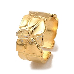 Real 18K Gold Plated 304 Stainless Steel Open Cuff Rings, Polygon, Real 18K Gold Plated, US Size 7 1/4(17.5mm)