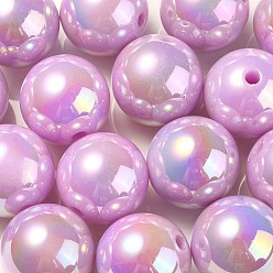 Chardon Placage uv perles acryliques irisées arc-en-ciel, ronde, chardon, 17.5x17mm, Trou: 2.8mm