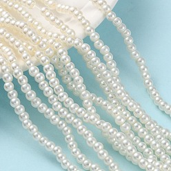 Jaune Clair Cuisson peint perles de verre nacrées brins de perles rondes, jaune clair, 4~5mm, Trou: 1mm, Environ 210 pcs/chapelet, 31.4 pouce