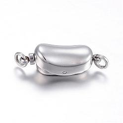 Stainless Steel Color 304 Stainless Steel Box Clasps, Rectangle, Stainless Steel Color, 20x8x7mm, Hole: 2.5mm