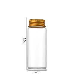 Golden Clear Glass Bottles Bead Containers, Screw Top Bead Storage Tubes with Aluminum Cap, Column, Golden, 3.7x9cm, Capacity: 70ml(2.37fl. oz)