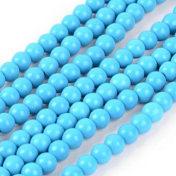 Deep Sky Blue Synthetic Turquoise Beads Strands, Dyed, Round, Deep Sky Blue, 6mm, Hole: 1mm, about 67pcs/strand, 15.75 inch