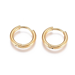 Golden 304 Stainless Steel Huggie Hoop Earrings, with 316 Surgical Stainless Steel Pin, Ion Plating(IP), Ring, Golden, 14x2mm, 12 Gauge, Pin: 0.9mm