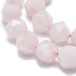 Rose Quartz Natural Rose Quartz Beads Strands, Faceted, Round, Star Cut Round Beads, 7~8mm, Hole: 1mm, about 48~54pcs/Strand, 14.5 inch~15.7  inch(37~40cm)