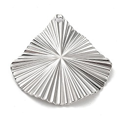 Stainless Steel Color 304 Stainless Steel Pendants, Fan Charm, Stainless Steel Color, 31.5x30x2mm, Hole: 1.6mm