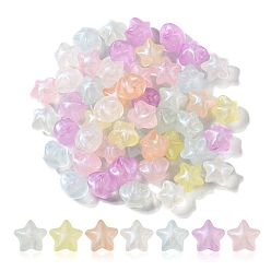 Couleur Mélangete Perles acryliques placage irisé arc-en-ciel, perles de paillettes, étoiles, couleur mixte, 11x11.5x9.5mm, Trou: 2mm