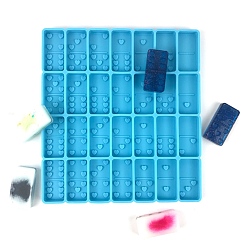 Deep Sky Blue DIY Dominoes Silicone Molds, Resin Casting Molds, For UV Resin, Epoxy Resin Jewelry Making, Rectangle with Heart Pattern, Deep Sky Blue, 224x205x11mm, Inner Diameter: 53x26.5mm