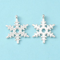 Plata Colgantes de aleación de copo de nieve de estilo tibetano de navidad, sin plomo y cadmio, plata, 23x17.5 mm, agujero: 1.5 mm