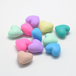 Couleur Mélangete Perles focales en silicone écologiques de qualité alimentaire, perles à mâcher pour les jouets de dentition, Diy soins infirmiers colliers faisant, cœur, couleur mixte, 19x20x12mm, Trou: 2mm