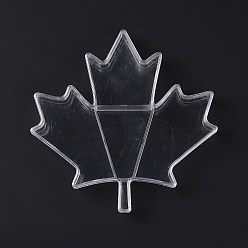 Clear 4 Grids Transparent Plastic Box, Maple Leaf Bead Containers for Small Jewelry and Beads, Clear, 17.7x17.8x2.55cm, Inner Diameter: 28~97x8~60.5x1.5mm