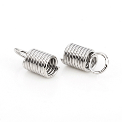 Stainless Steel Color 201 Stainless Steel Terminators, Coil Cord Ends, Stainless Steel Color, 10.8x5mm, Hole: 3.5mm, Inner Diameter: 3.5mm
