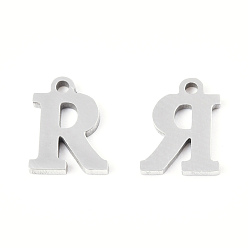Letter R 201 encantos de acero inoxidable, alfabeto, letter.r, 9x6.5x1 mm, agujero: 1 mm