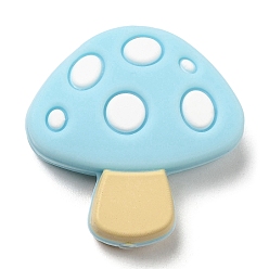 Bleu Clair Perles focales en silicone écologique de qualité alimentaire aux champignons, perles à mâcher pour les jouets de dentition, Diy soins infirmiers colliers faisant, bleu clair, 28.5x28x9mm, Trou: 2mm