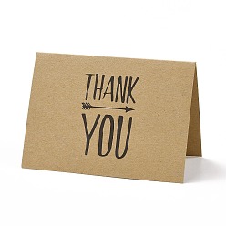 Bois Solide Papier kraft merci cartes de vœux, rectangle avec motif de mot, pour le jour de Thanksgiving, burlywood, 72x100x1mm
