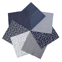 Bleu Acier Tissu en coton imprimé, pour patchwork, couture de tissu au patchwork, matelassage, carrée, bleu acier, 25x25 cm, 7 pièces / kit