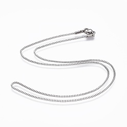 Stainless Steel Color 304 Stainless Steel Box Chain Necklaces, with 304 Stainless Steel Clasps, Stainless Steel Color, 17.7 inch(45cm), 1.2mm