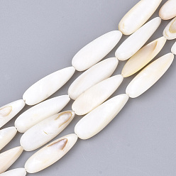 Freshwater Shell Freshwater Shell Beads Strands, teardrop, 29~30x9~10x4.5~6mm, Hole: 0.8mm, about 13pcs/strand, 14.5 inch~14.9 inch