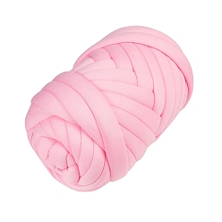 Pink Arm Knitting Yarn, Polyester Yarn, Super Soft Washable Bulky Giant Yarn, for Extreme Knitting DIY Handmade Blankets, Pink, 19mm, about 500g/bundle, about 24m/bundle