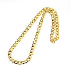 Golden 304 Stainless Steel Curb Chain/Twisted Chain Necklaces, with Lobster Claw Clasps, Faceted, Golden, 21 inch~22 inch(53.3~55.9cm), 8mm