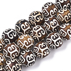 Auspicious Cloud Pattern Tibetan Style dZi Beads Strands, Natural Agate Beads, Dyed & Heated, Round, Auspicious Cloud Pattern, 12mm, Hole: 1.2mm, about 30pcs/Strand, 13.78 inch(35cm)