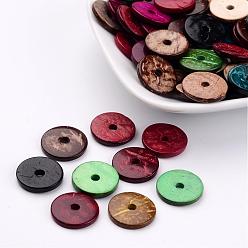 Couleur Mélangete Perles de coco, donut, couleur mixte, 15x3mm, Trou: 3mm
