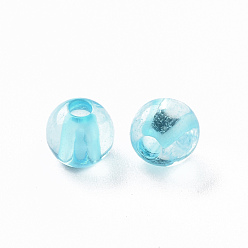 Bleu Ciel Foncé Perles acryliques transparentes, ronde, bleu profond du ciel, 6x5mm, Trou: 1.8mm, environ4400 pcs / 500 g