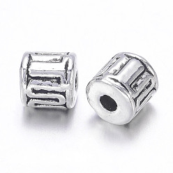 Antique Silver Tibetan Style Alloy Beads, Column, Antique Silver, Cadmium Free & Nickel Free & Lead Free, 4.5x4.5mm, Hole: 1.5mm