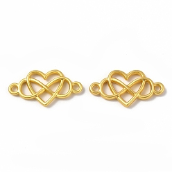 Matte Gold Color Rack Plating Alloy Connector Charms, Infinity with Heart Links, Cadmium Free & Lead Free & Nickle Free, Matte Gold Color, 13x25x2.5mm, Hole: 1.8mm