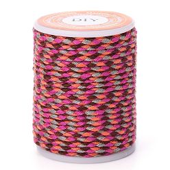 Rosa Oscura Cordón de polialgodón de 4 capas., cuerda de algodón macramé hecha a mano, para colgar en la pared de cuerdas colgador de plantas, tejido de hilo artesanal de bricolaje, de color rosa oscuro, 1.5 mm, aproximadamente 4.3 yardas (4 m) / rollo