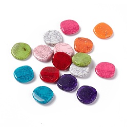 Color mezclado Crackle cuentas acrílicas opacas, imitación turquesa, pepitas, color mezclado, 22.5x6 mm, agujero: 1.6 mm, Sobre 230 unidades / 500 g