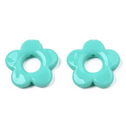 Dark Turquoise Opaque Acrylic Bead Frames, Flower, Dark Turquoise, 19x20x3.5mm, Hole: 1.6mm, Inner Diameter: 6.5mm, about 632pcs/500g