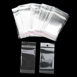 Clear OPP Cellophane Bags with Hanging Hole, Seal Adhesive Bags, Rectangle, Clear, 10x4.5cm, Hole: 8mm, Unilateral Thickness: 0.035mm, Inner Measure: 6x4.5cm