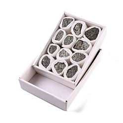 Pyrite Perles de pyrite naturelles brutes brutes, pour culbuter, décoration, polir, enroulement de fil, guérison par les cristaux wicca et reiki, nuggets, 26~43x22~38x12~30mm, 6~13 pcs / boîte
