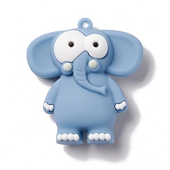 Светлый Стально-синий Пвх пластиковые мультфильм большие подвески, слон, светло-стальной синий, 51x46.5x16.5 мм, отверстие : 3 мм