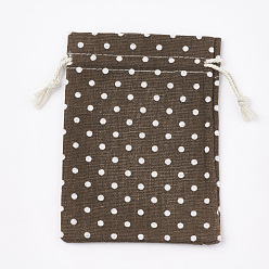 Brun Saddle Sacs d'emballage en polycoton (polyester coton), motif de points de polka, selle marron, 14x10 cm