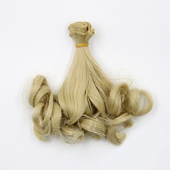 Kaki Clair Cheveux de perruque de poupée de coiffure permanente de poire longue de fibre à haute température, pour bricolage fille bjd making accessoires, kaki clair, 5.91~39.37 pouce (15~100 cm)