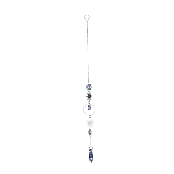 Clair AB Boule de cristal plaqué couleur ab grandes décorations pendantes, capteurs de soleil suspendus, avec apprêts en fer et pendentifs en alliage, soleil, clair ab, 360mm, pendentif: 195x30x11.5 mm