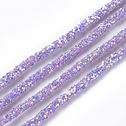 Средний Фиолетовый Экологически чистый трубчатый шнур из синтетического каучука из ПВХ, полая труба, с блестка, средне фиолетовый, 5~6 мм, отверстие : 2 мм, около 54.68 ярдов (50 м) / пачка