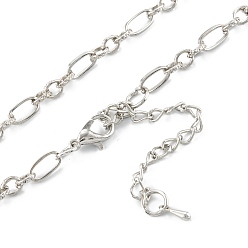 Platinum Iron Figaro Chain Necklace Making, with Alloy Lobster Claw Clasps and Iron End Chains, Platinum, 29.9 inch