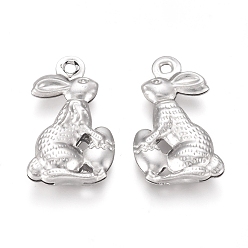 Stainless Steel Color Easter 304 Stainless Steel Pendants, Easter Bunny, Stainless Steel Color, 18x10x3.5mm, Hole: 1mm